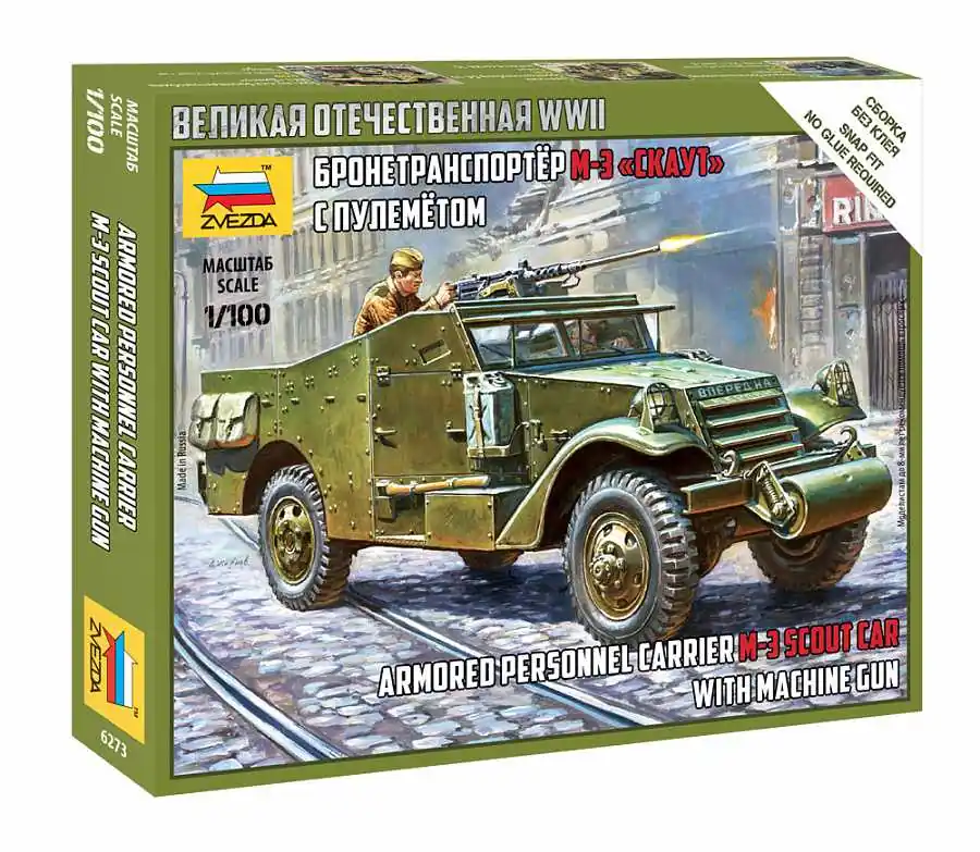 Zvezda - 6273 - Soviet M-3 Scout Car with Machine Gun 1 100 Kup Teď