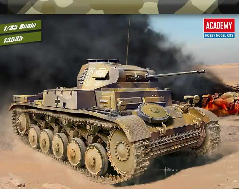 Academy - 13535 - German Panzer II Ausf.F North Africa 1 35 Autentický