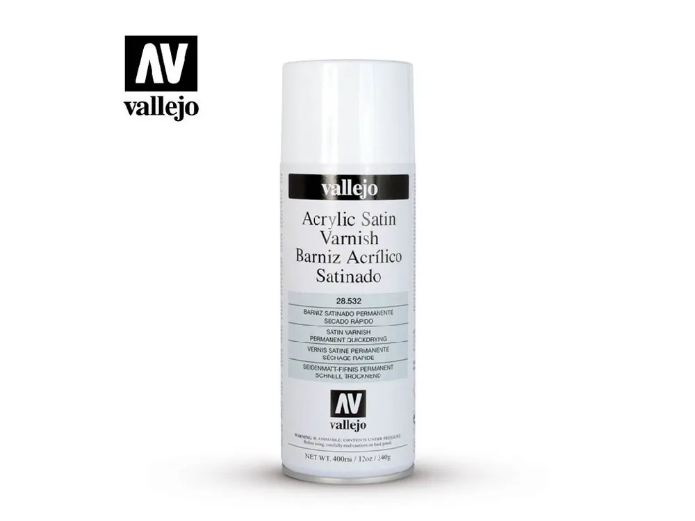 Vallejo - Aerosol 28532 Satin Varnish - polomatný lak 400 ml. Víkendová Akce