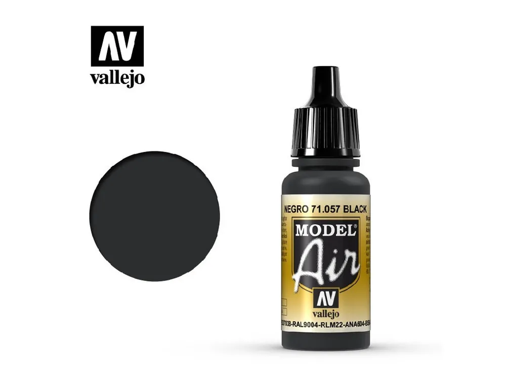 Vallejo - Model Air 71057 Black 17 ml. Cenově Výhodný