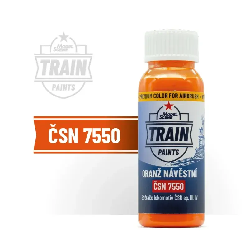 Barva MS Train Paints, oranž návěstní, ČSN 7550, 30 ml, Model Scene 61.104 Pouze Dnes