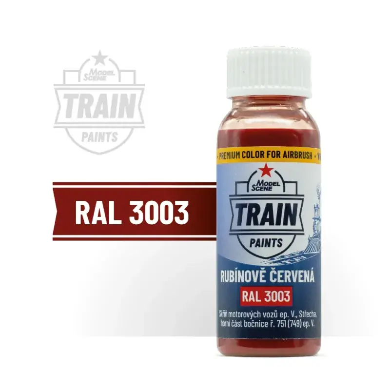 Barva MS Train Paints, rubínově červená, RAL 3003, 30 ml, Model Scene 61.505 Odeslání Ihned