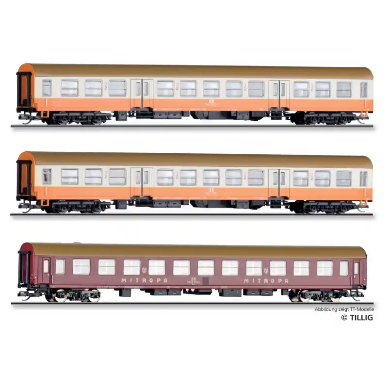 Omezená Nabídka Set tří osobních vozů „Museums-Städteexpress Erfurter Bahnservice GmbH“, DR, VI. epocha, H0, jednorázová série 2026, Tillig 70062 E
