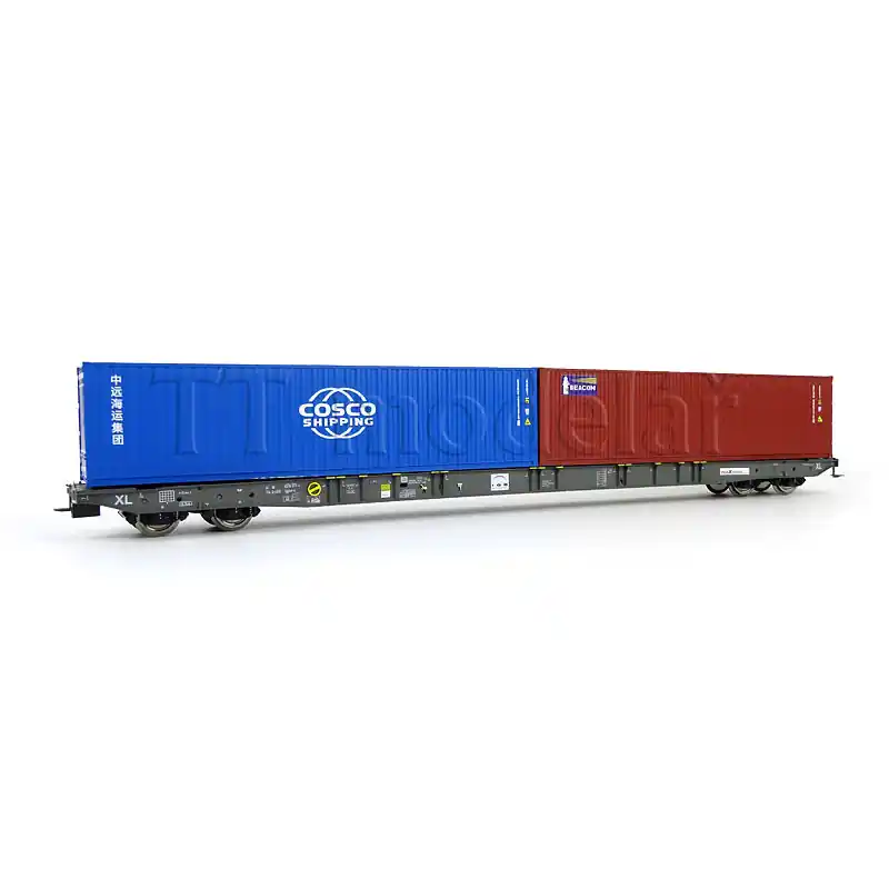 Nejlepší Cena Kontejnerový vůz Sggnss-XL IGS Cargo se dvěma kontejnery – Cosco + Beacon, VI. epocha, H0, IGRA MODEL 96010101