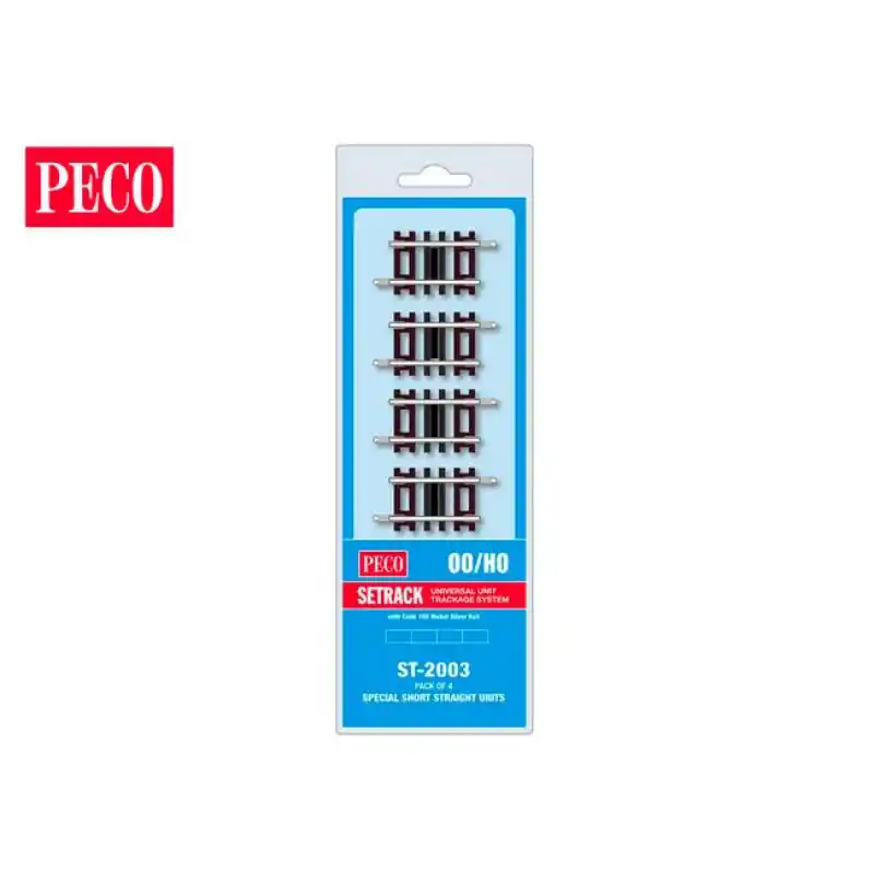 Sada kolejiva SETRACK, 4× krátká rovná vyrovnávací kolej délky 41 mm, H0, Peco ST-2003 Akční Cena