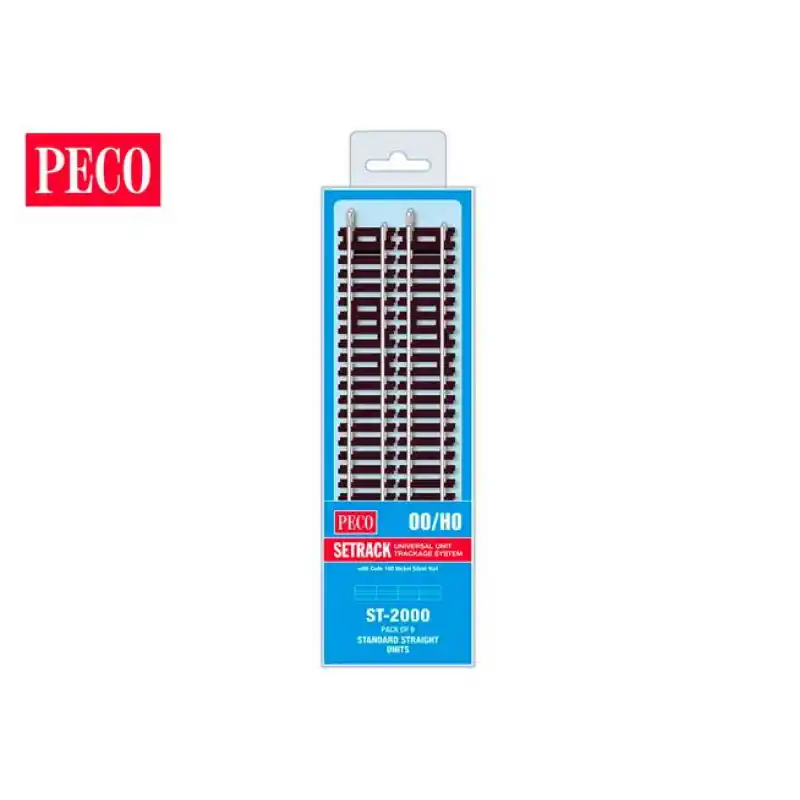 Sada kolejiva SETRACK, 8× rovná kolej délky 168 mm, H0, Peco ST-2000 Super Cena