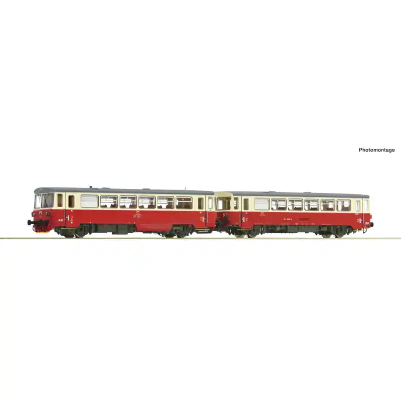 Originální Motorový vůz 810 365-7 s přívěsným vozem, ZSSK, analogová verze, V.–VI. epocha, H0, Roco 70380