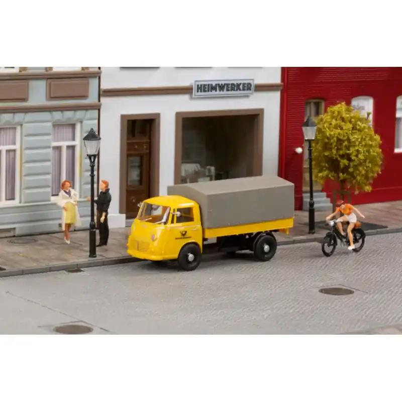 Nákladní automobil Goliath Express 1100, valník s plachtou, Deutsche Post, H0, Auhagen 66025 Novinka