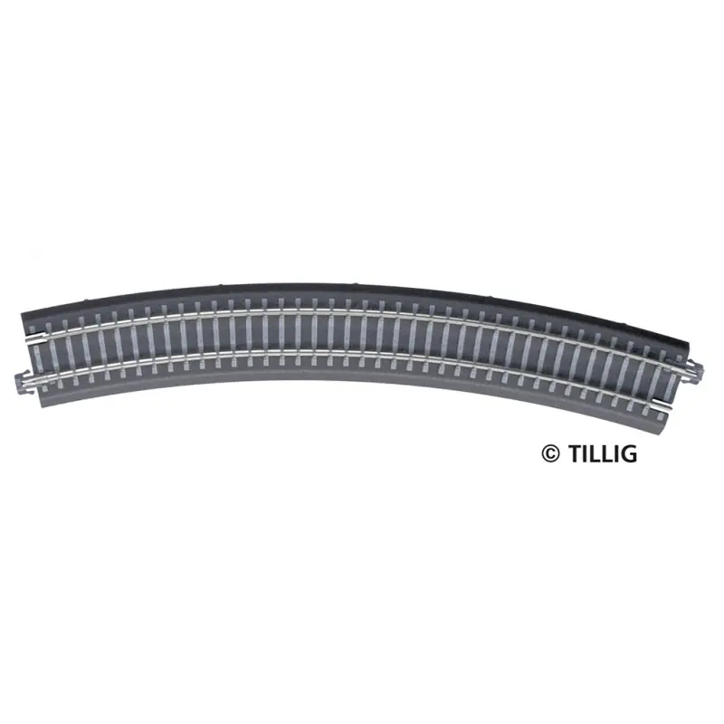 Oblouková kolej s podložím BR 31, R 396 mm/30 st., šedé pražce, TT, Tillig 83770 Omezená Nabídka