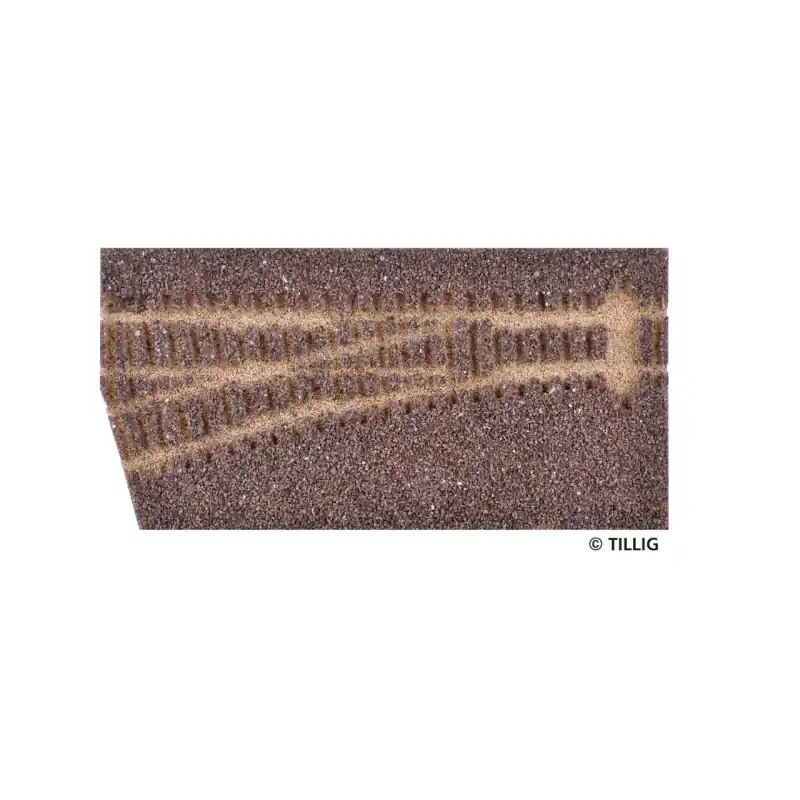 Cenově Výhodný Kolejové podloží pro levou výhybku, hnědé, 15°, H0, Tillig 86514