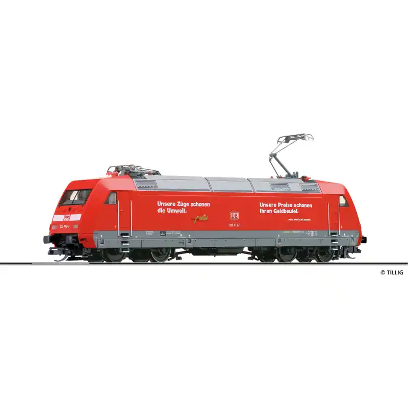Jen Po Omezenou Doba Elektrická lokomotiva 101 112-1, "Unsere Preise schonen Ihren Geldbeutel", DB AG, V. epocha, REEDICE, TT, Tillig 502582