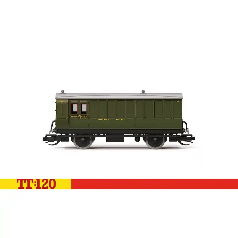 Cenově Výhodný Dvouosý zavazadlový vůz, s brzdou, ‘766‘, SR, I. epocha, TT, Hornby TT4054