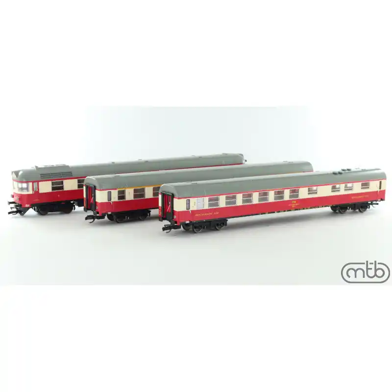 Set motorového vozu M 296 a dvou osobních vozů Aam + Bam, ČSD, IV. epocha, TT, MTB 296AamBam Výhodná Nabídka