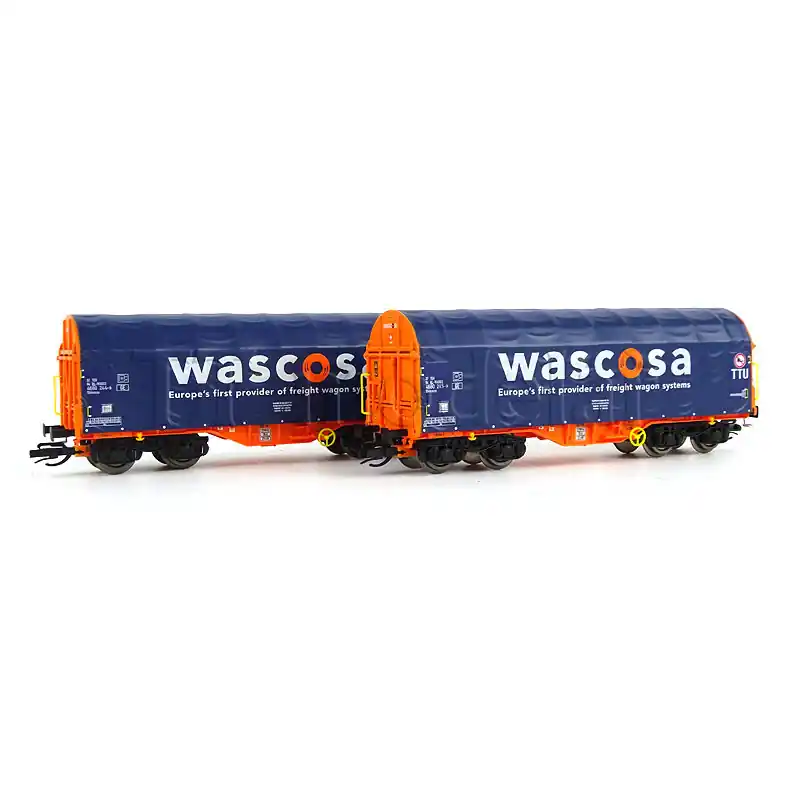 Set dvou vozů Shimmns s posuvnou plachtou, Wascosa, VI. epocha, TT, Roco 6680006 Horká Nabídka