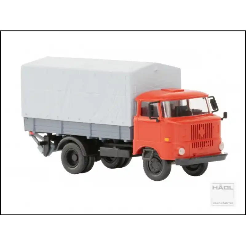 Cenová Bomba IFA W50L, dřevěná korba a plachta, zadní nakládací plošina, červená, TT, Haedl 121044-11