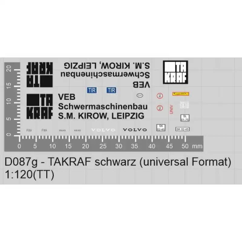 Obtiskový aršík, TAKRAF, černý, univerzální formát, TT, Štěpnička D087g Nejlepší Volba