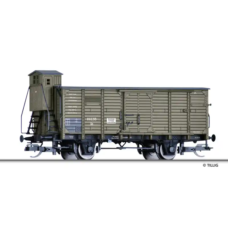 Krytý vůz Gn s brzdařskou budkou, Bergedorf-Geesthachter Eisenbahn, I. epocha, TT, Tillig 17931 Speciální Cena