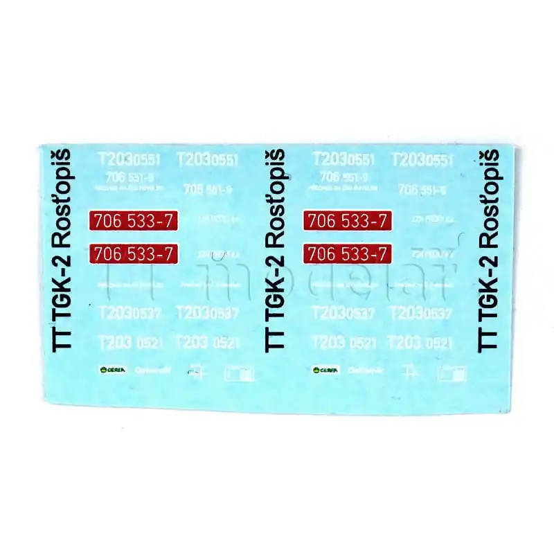 Obtisky pro lokomotivu 706 533-7, TT, MojeTT 120R35 Akční Nabídka