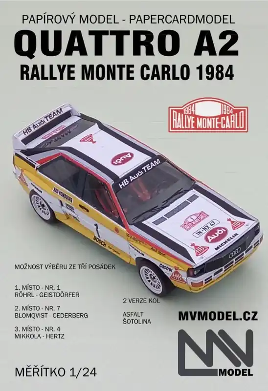 Jen Po Omezenou Doba Audi Quattro A2 - HB Audi team- Rallye Monte Carlo 1984 - 1 18
