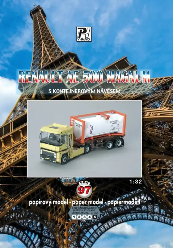 Značkový Renault AE 500 Magnum s návěsem - Laserové doplňky - dezény, detaily