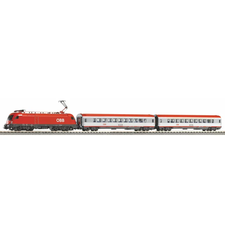 WLAN start-set s elektrickou lokomotivou ÖBB Taurus a 2 osobní vozy - kolejivo A-Gleis s podložím Vysoce Kvalitní