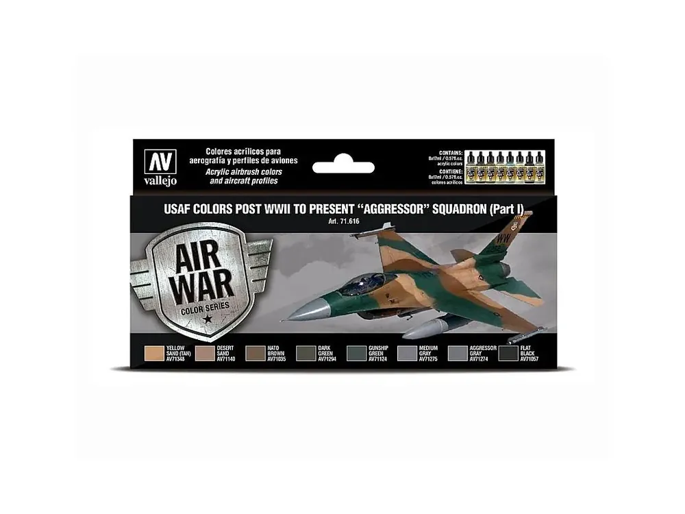 Omezená Nabídka Sada akrylových barev Vallejo Model Air Color - USAF "Aggressor" Sqn. Part 1 8x17ml