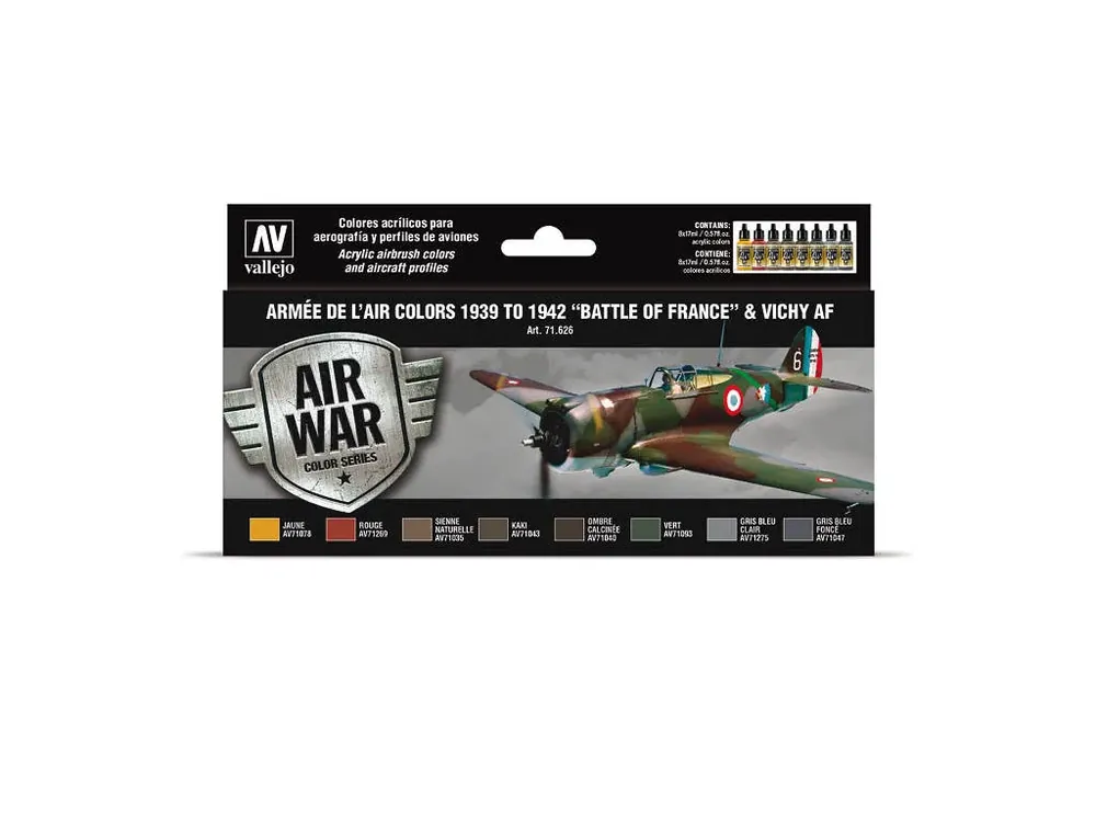 Sada akrylových barev Vallejo Model Air Color - WWII Armée De L´Air 1939 - 1942 "Battle of France" 8x17ml Jen Po Omezenou Doba