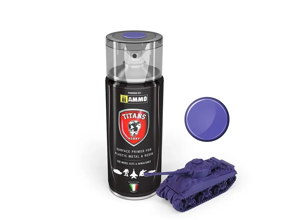 Základní barva ve spreji Titans Hobby - Magic Purple Matt Primer 400ml Levný
