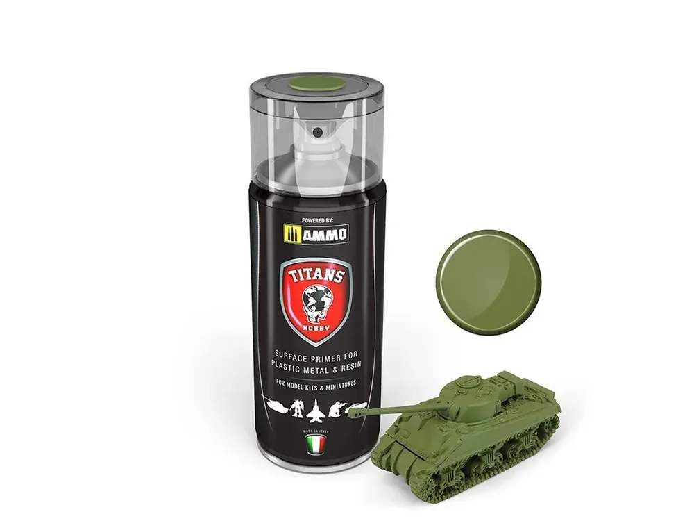 Základní barva ve spreji Titans Hobby - Military Green Matt Primer 400ml Top Prodej