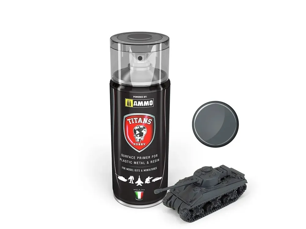 Nová Kolekce Základní barva ve spreji Titans Hobby - Panzergrau Matt Primer 400ml