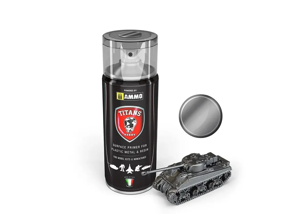 Pouze Dnes Základní barva ve spreji Titans Hobby - Gun Metal Matt Primer 400ml
