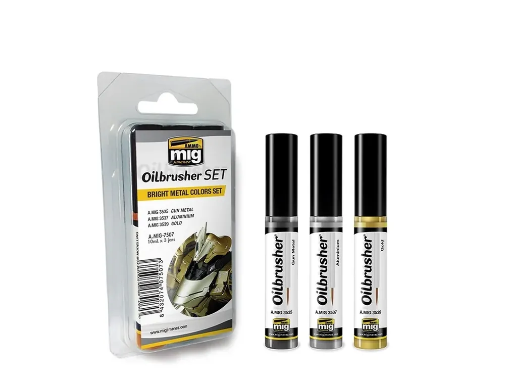 Horká Nabídka Patinovací MIG Oilbrusher Bright Metal Color Set AMIG7507