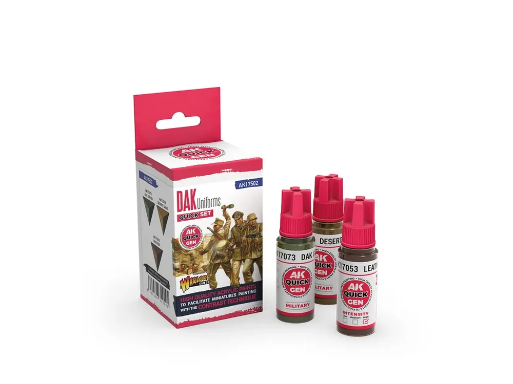 Tovární Cena Sada barev AK Interactive QUICK GEN - DAK Uniforms 3 x 18 ml