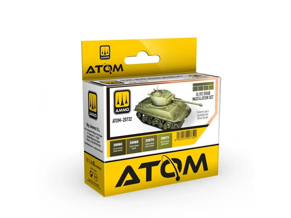 Víkendová Akce Sada akrylových barev ATOM - Olive Drab Modulation Set 4x20ml