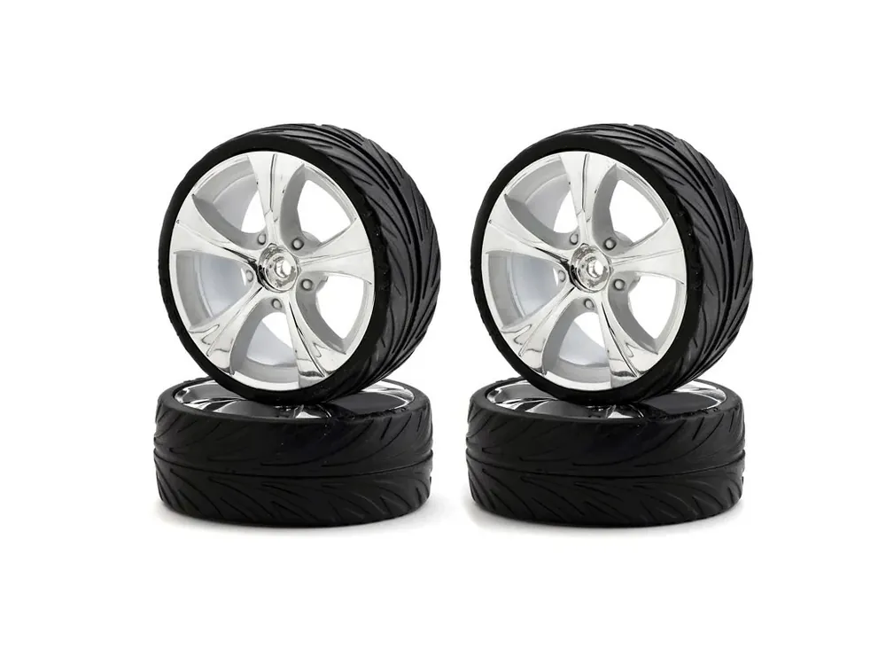 Omezená Nabídka Kolesá Big Wheel-Set On-Road 13 silver 1/10 4 ks