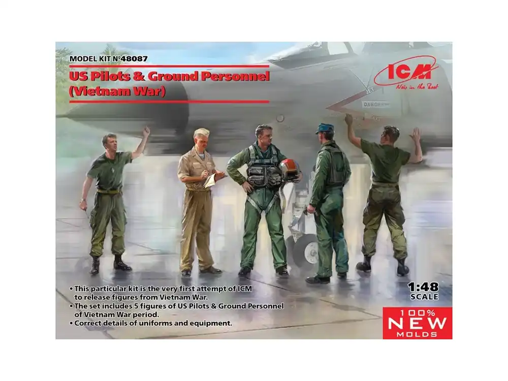 US Pilots & Ground Personnel (Vietnam War) 5 fig 1/48 Levný