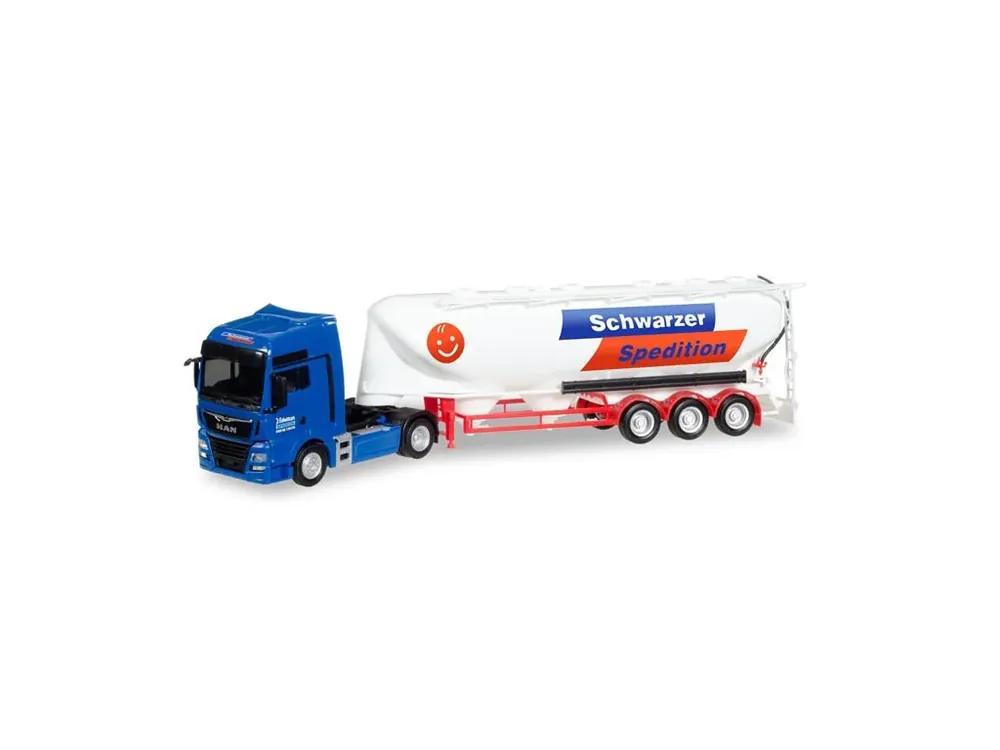 Super Cena MAN TGX XXL Euro 6c Eutersilo-Sattelzug Schwarzer Spedition 1/87