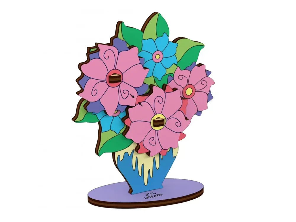 Speciální Cena Dřevěné vybarvovací 3D Puzzle - Bouquet