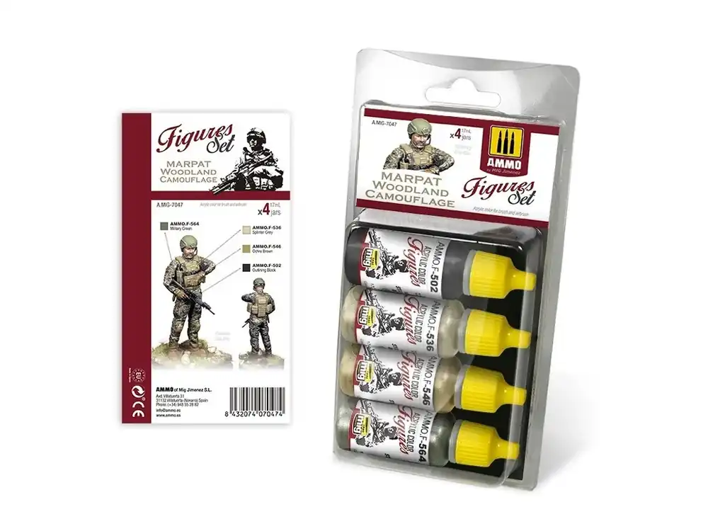Sada akrylových barev Ammo Figures - Marpat Woodland Camouflage Nízká Cena