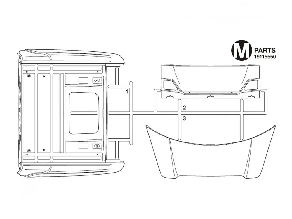 Nová Kolekce M-Parts Highroof w/ Spoiler Scania S770 Tamiya 56368
