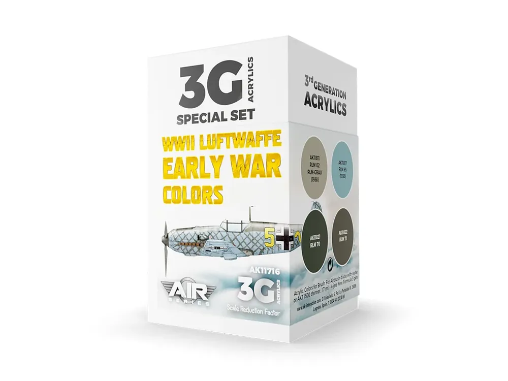 Nakupujte Hned Sada akrylových barev AK Interactive 3GEN - WWII Luftwaffe Early War Colors Set 3G