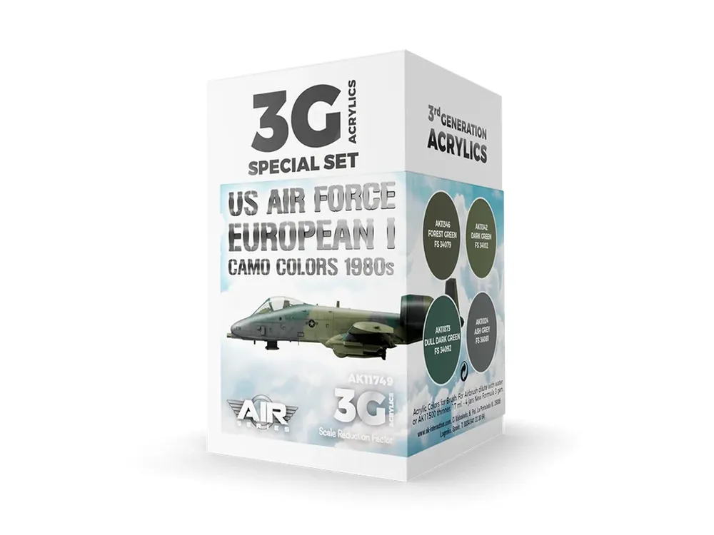 Cenově Výhodný Sada akrylových barev AK Interactive 3GEN - US Air Force European I Camo Colors 1980s