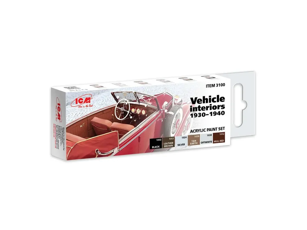 Nejlepší Cena Sada akrylových barev ICM - Vehicle Interiors 1930-1940 6x12ml