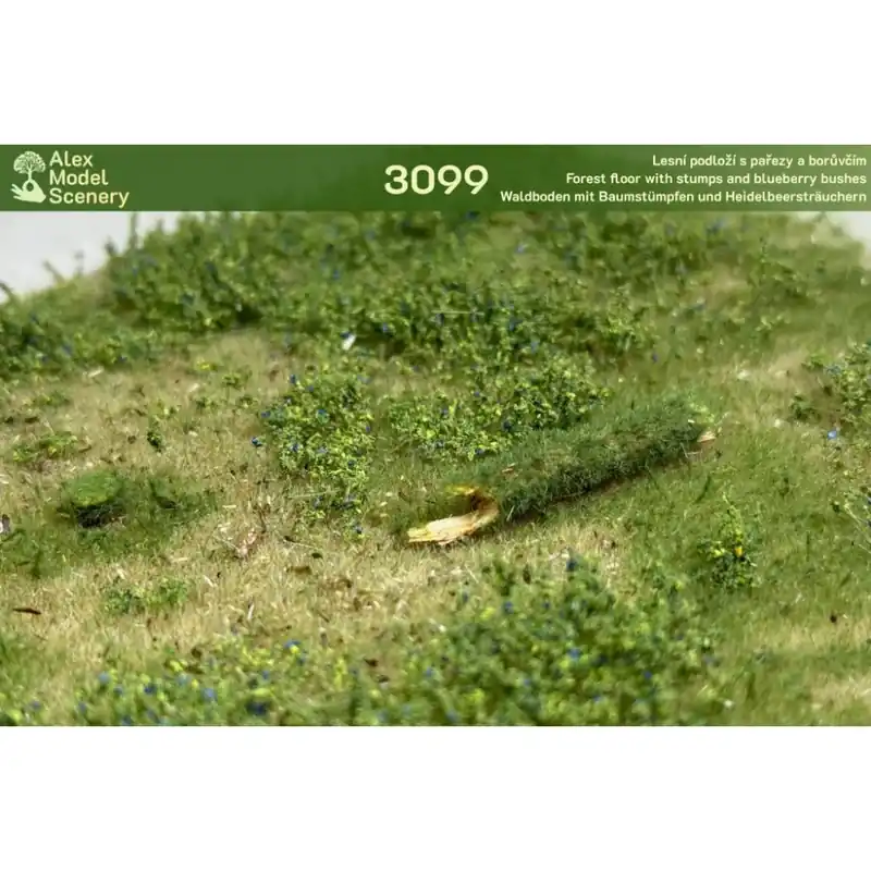 Lesní základ s pařezy a borůvčím A4 (travní foliáž Alex Model Scenery 3099) Nakupujte Hned