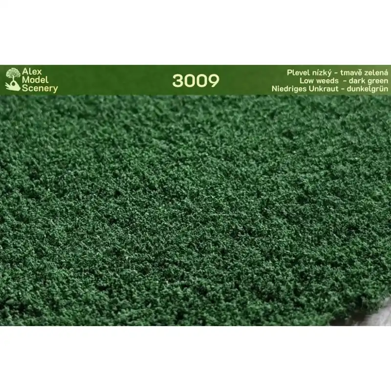 Plevel nízký - tmavě zelená (travní foliáž Alex Model Scenery 3009) Finální Výprodej
