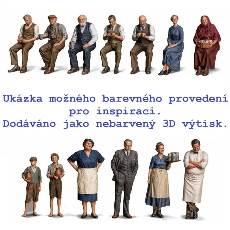 H0 - Set figurek II. - 1. polovina 20. století - nebarveno Víkendová Akce
