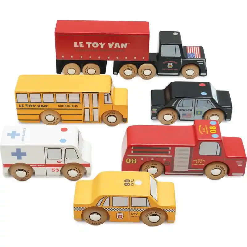 Rychlé Dodání Vláčkodráha auta - Set dřevěných autíček New York (Le Toy Van)