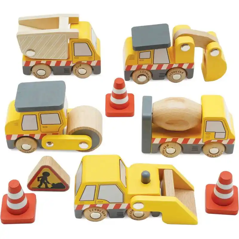 Novinka Vláčkodráha auta - Set dřevěných stavebních strojů (Le Toy Van)