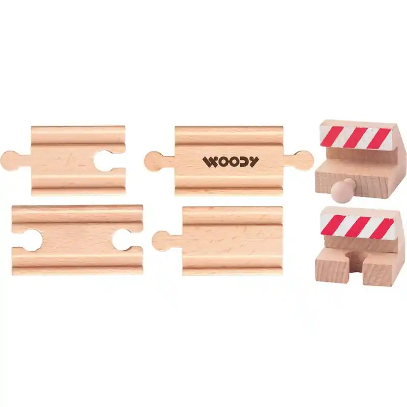 Vláčkodráha koleje - Propojovací + zarážky, 6ks (Woody) Nejprodávanější