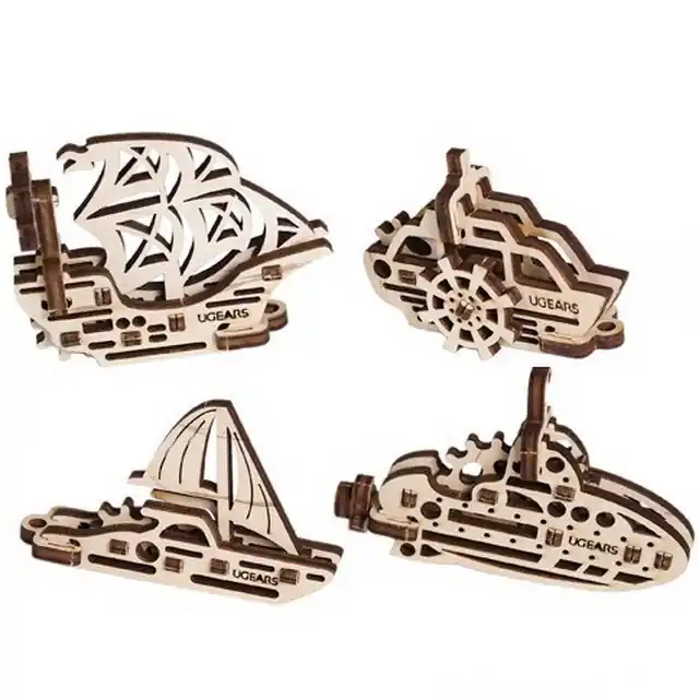 Sleva 3D mechanický model - U-Fidget, Lodě 4ks (Ugears)